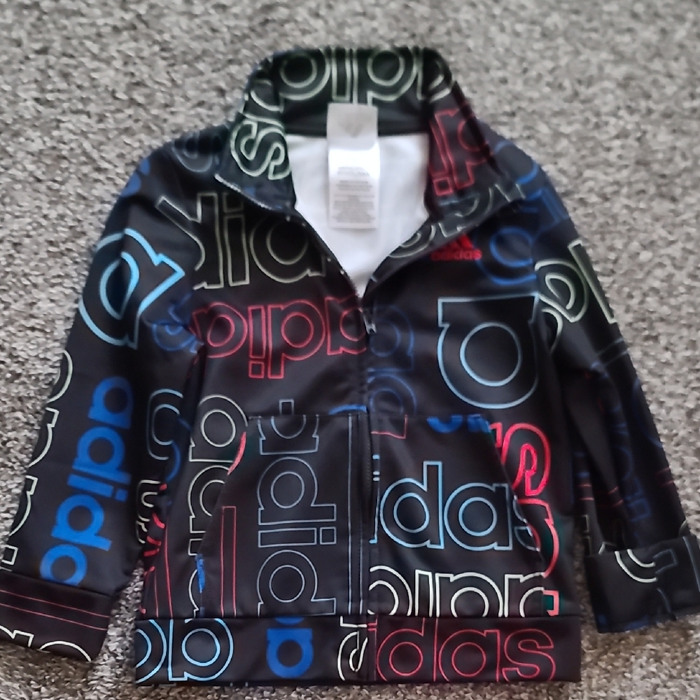 Adidas Black and Green Logo Jacket